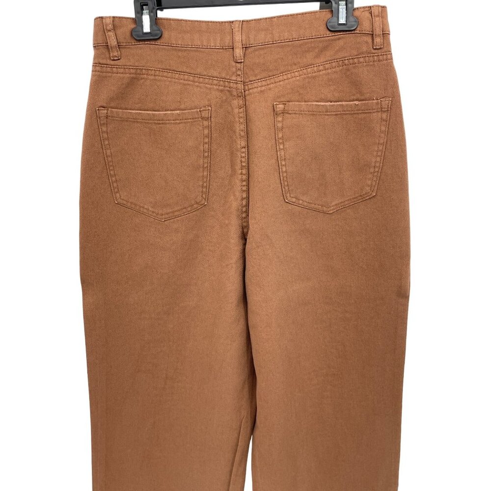 Women’s 100% Cotton High Rise Brown Distressed Wide Leg Jeans Size 11 - Picture 4 of 12